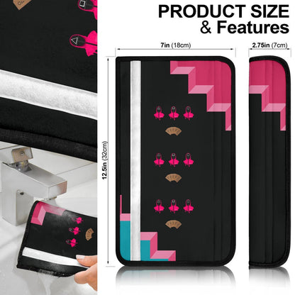 Squid Game Movie Seat Belt Covers - Round Square Triangle Pink Symbol Workers Portrait Belt Covers