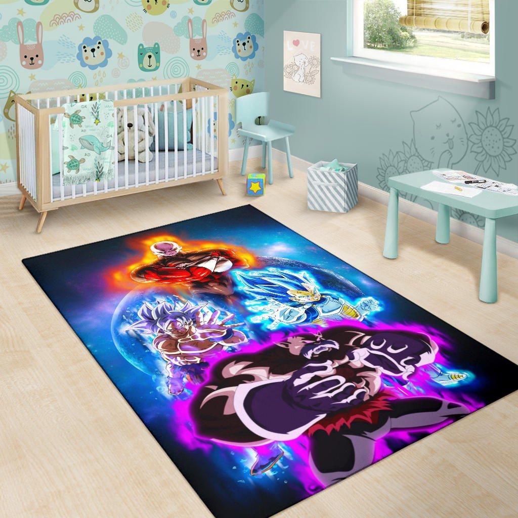 Dragon Ball Anime Area Rug - DB Super Saiyan Colorful Power Burst Limit Rugs Home Decor
