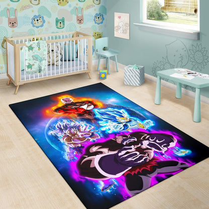 Dragon Ball Anime Area Rug - DB Super Saiyan Colorful Power Burst Limit Rugs Home Decor