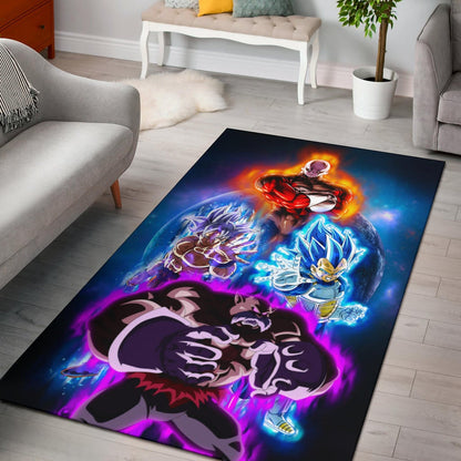 Dragon Ball Anime Area Rug - DB Super Saiyan Colorful Power Burst Limit Rugs Home Decor