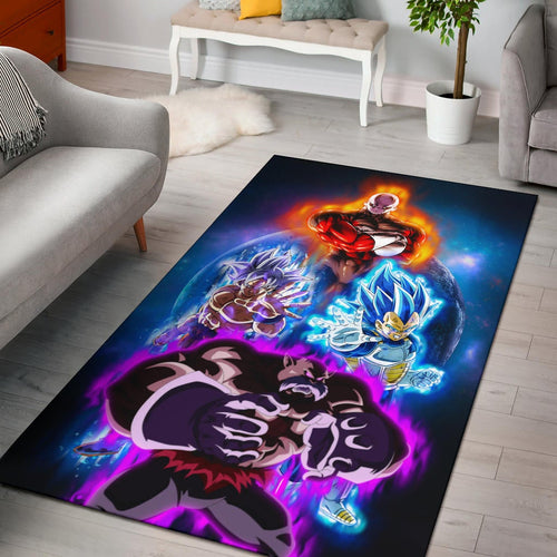 Dragon Ball Anime Area Rug - DB Super Saiyan Colorful Power Burst Limit Rugs Home Decor