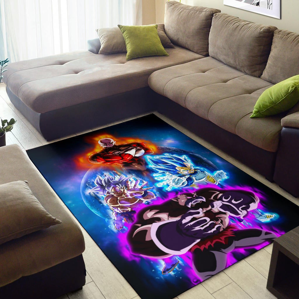 Dragon Ball Anime Area Rug - DB Super Saiyan Colorful Power Burst Limit Rugs Home Decor