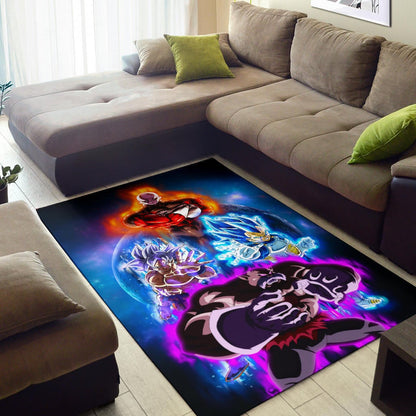 Dragon Ball Anime Area Rug - DB Super Saiyan Colorful Power Burst Limit Rugs Home Decor