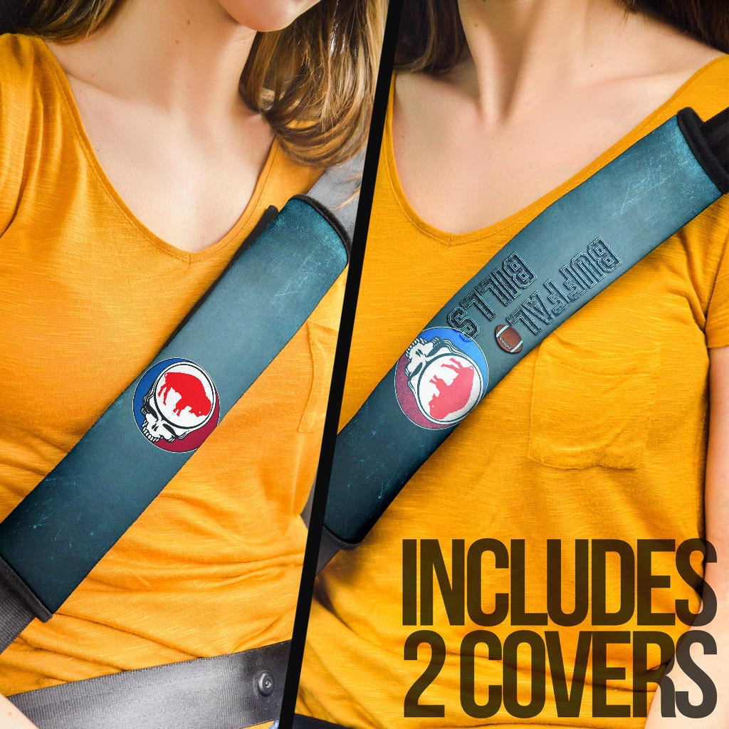 Buffalo Bills American Football Team Seat Belt Covers Red Buffalo In Skull Brain Universe Scale Belt Covers