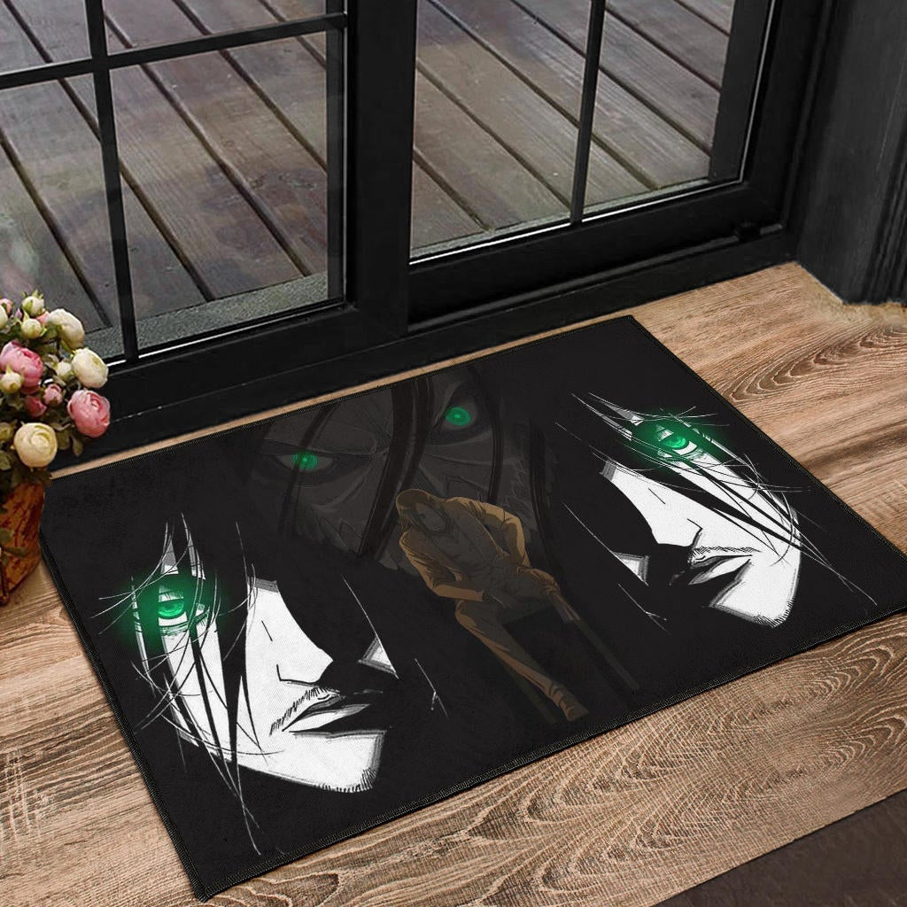 Attack On Titan Anime Door Mat - Eren The Titan Form With Green Eyes Artwork Door Mat Home Decor NA120104
