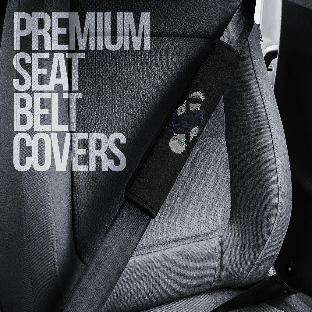 Jujutsu Kaisen Anime Seat Belt Covers - Satoru Gojo Hand Sign Smiling Bad Boy Belt Covers
