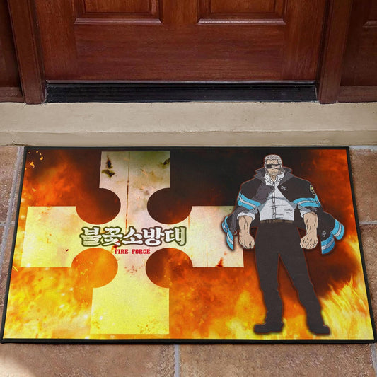 Fire Force Anime Door Mat Leonardo Barns No Emotion Standing In Fire Door Mat Home Decor