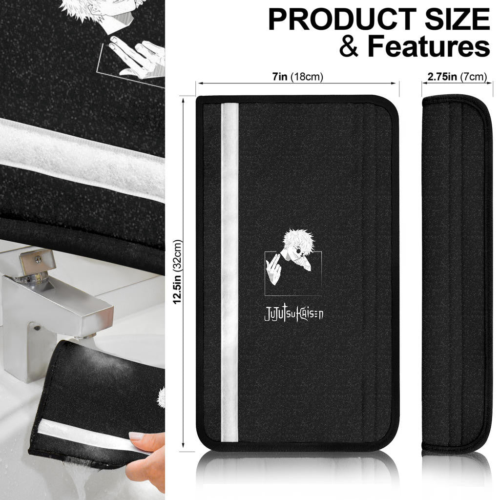 Jujutsu Kaisen Anime Seat Belt Covers - Satoru Gojo Hand Sign Smiling Bad Boy Belt Covers