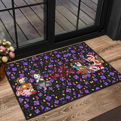 Demon Slayer Anime Door Mat - Merry Christmas Cosplay Santa Reindeer Xmas Patterns Door Mat Home Decor