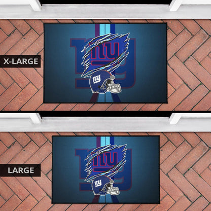 New York Giants American Football Team Door Mat Claw Scratches Reveal NY Text Blue Helmet Door Mat Home Decor
