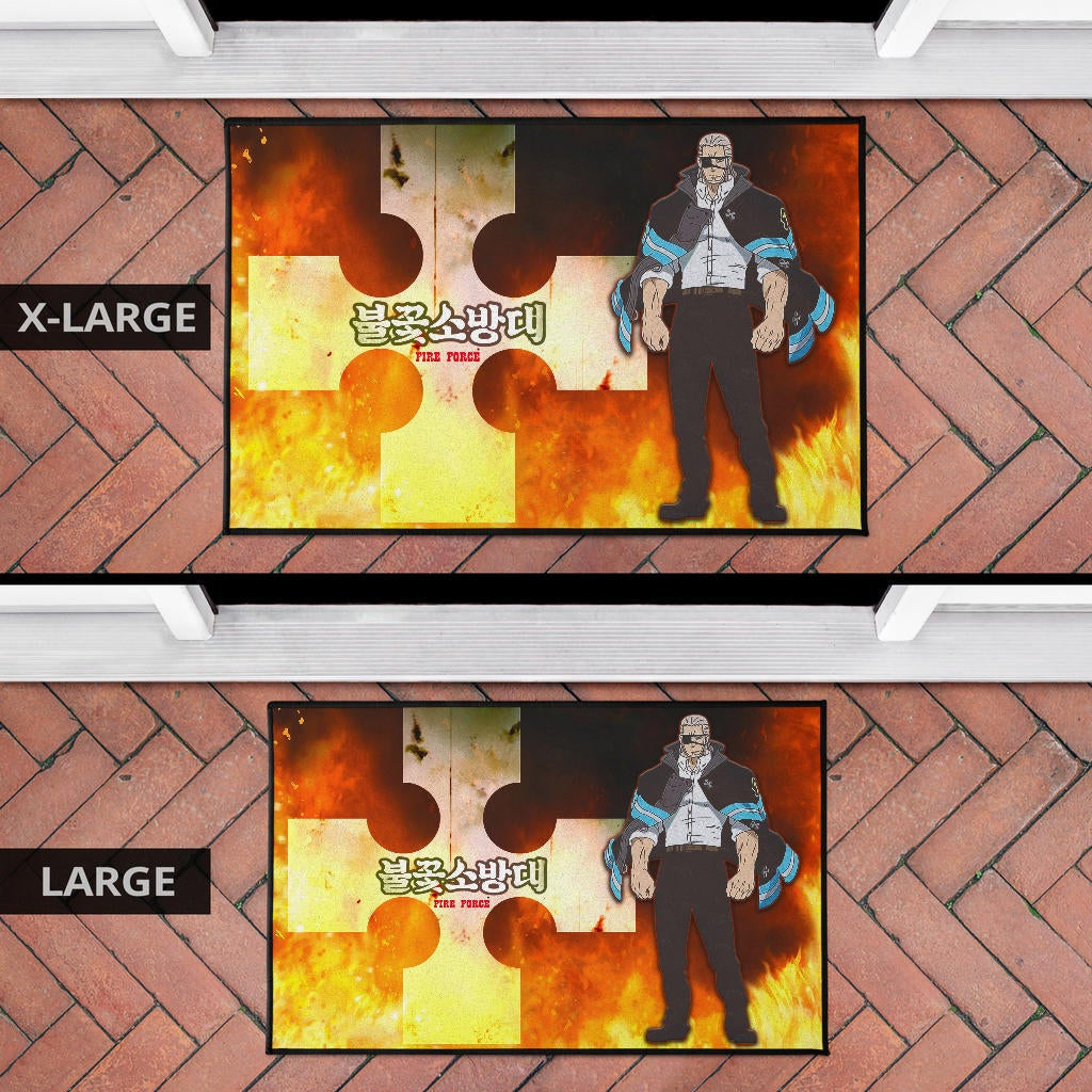 Fire Force Anime Door Mat Leonardo Barns No Emotion Standing In Fire Door Mat Home Decor