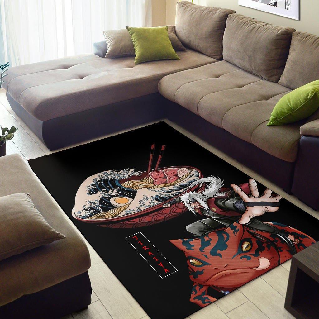 Naruto Anime Area Rug - Jiraiya With Gama Keeper Toad Ramen Bowl Rugs Home Decor