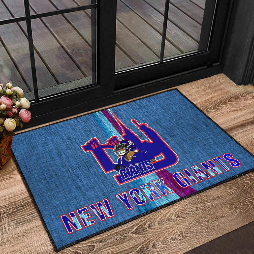 New York Giants American Football Team Door Mat Odell Beckham Jr With NY Symbols Bridge Status Of Liberty Door Mat Home Decor