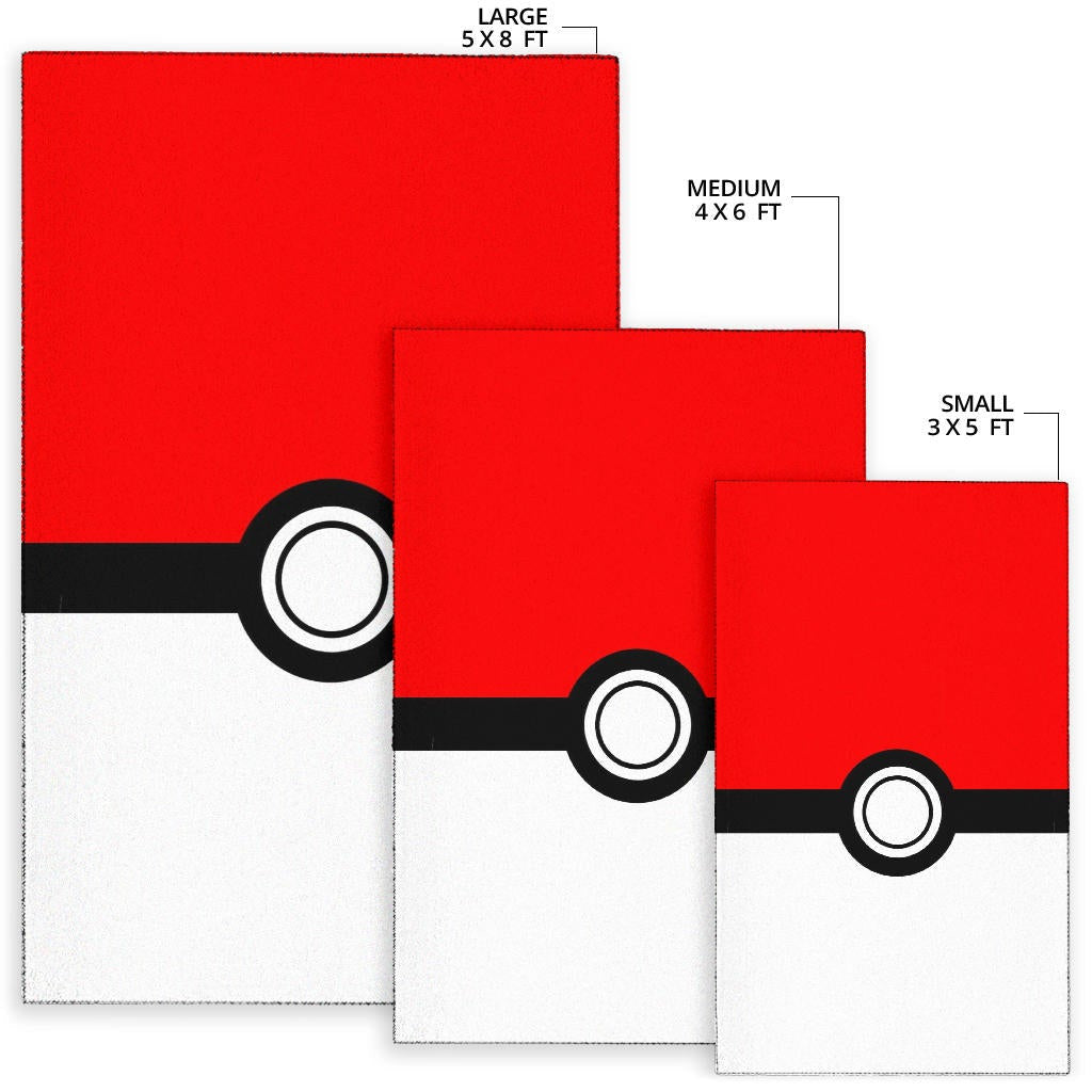 Pokemon Anime Area Rug - Minimalist Square Pokeball Go Rugs Home Decor