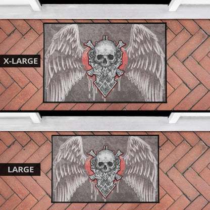 Valentine Door Mat Strange Skull With Angel Wings Red Heart Door Mat Home Decor NT121102