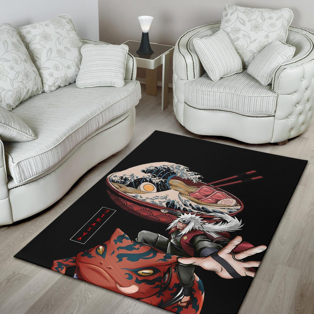 Naruto Anime Area Rug - Jiraiya With Gama Keeper Toad Ramen Bowl Rugs Home Decor