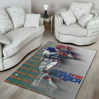 Buffalo Bills American Football Team Area Rug Jim Kelly Catching Ball And Running Huddle For Hunger Rugs Home Decor