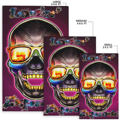 Valentine Area Rug - Colorful Rap Skull Wearing Glasses Loving Explode Rugs Home Decor