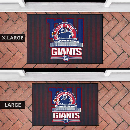 New York Giants American Football Team Door Mat Player Silhouette Throwing Rugby Ball Door Mat Home Decor