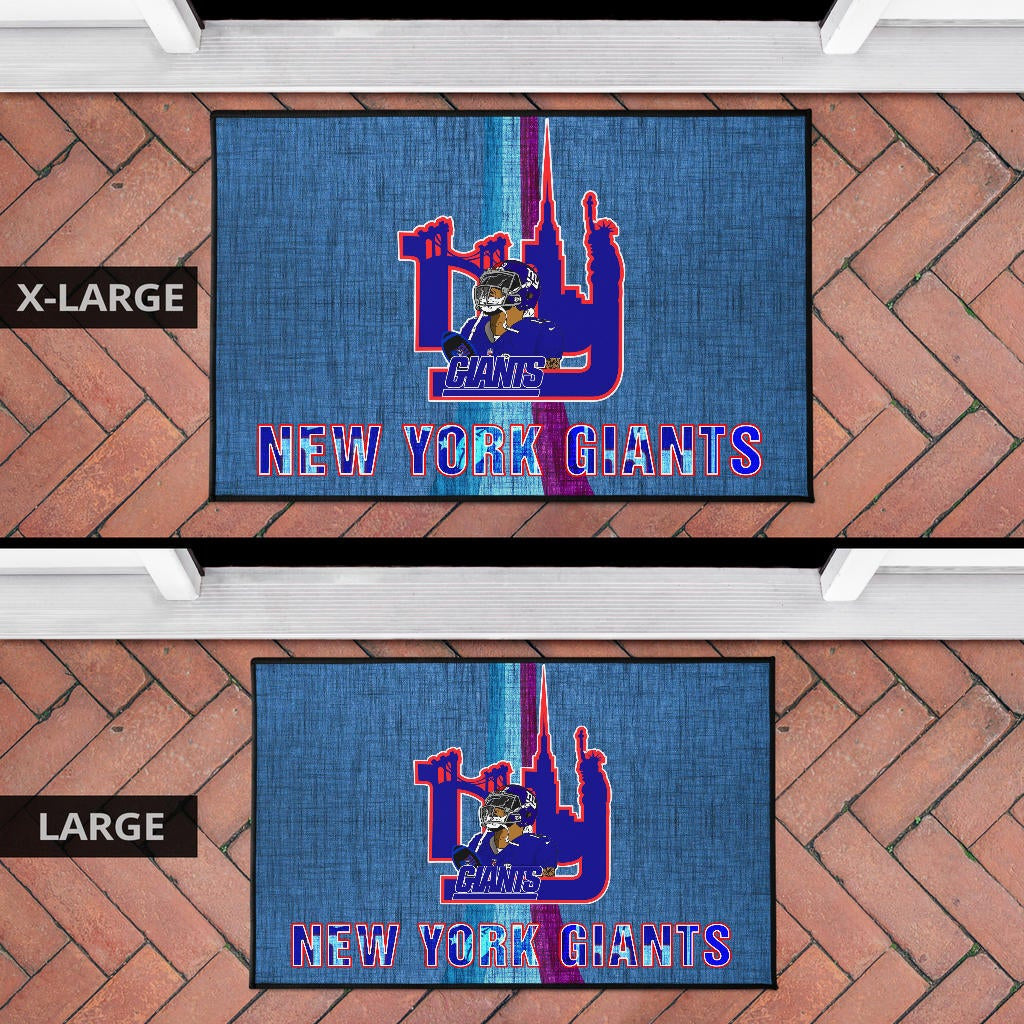 New York Giants American Football Team Door Mat Odell Beckham Jr With NY Symbols Bridge Status Of Liberty Door Mat Home Decor