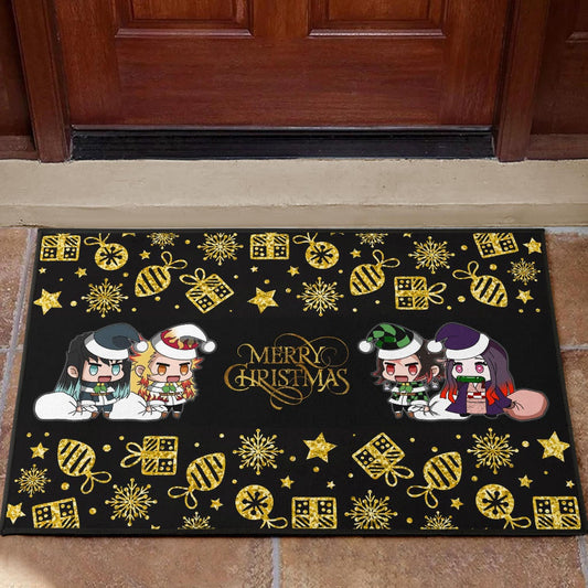 Demon Slayer Anime Door Mat - Tanjiro Nezuko Rengoku And Muichiro Xmas Gift Christmas Symbol Door Mat Home Decor