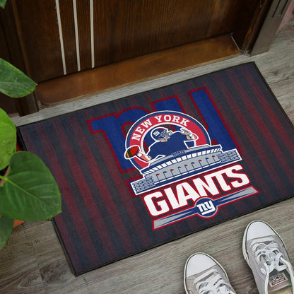 New York Giants American Football Team Door Mat Player Silhouette Throwing Rugby Ball Door Mat Home Decor