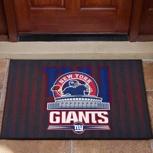 New York Giants American Football Team Door Mat Player Silhouette Throwing Rugby Ball Door Mat Home Decor
