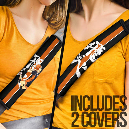 Haikyuu Anime Seat Belt Covers - Hinata Playing Volleyball Fly High Kanji Belt Covers