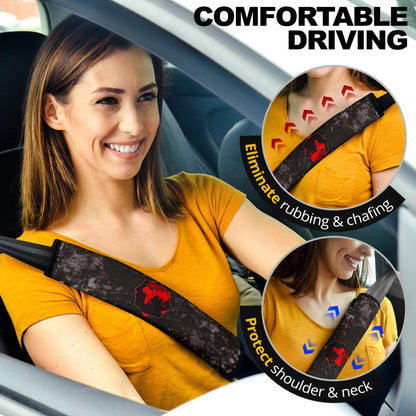 Resident Evil Game Seat Belt Covers - Umbrella Corporation Symbol Shape Bloody Night Belt Covers