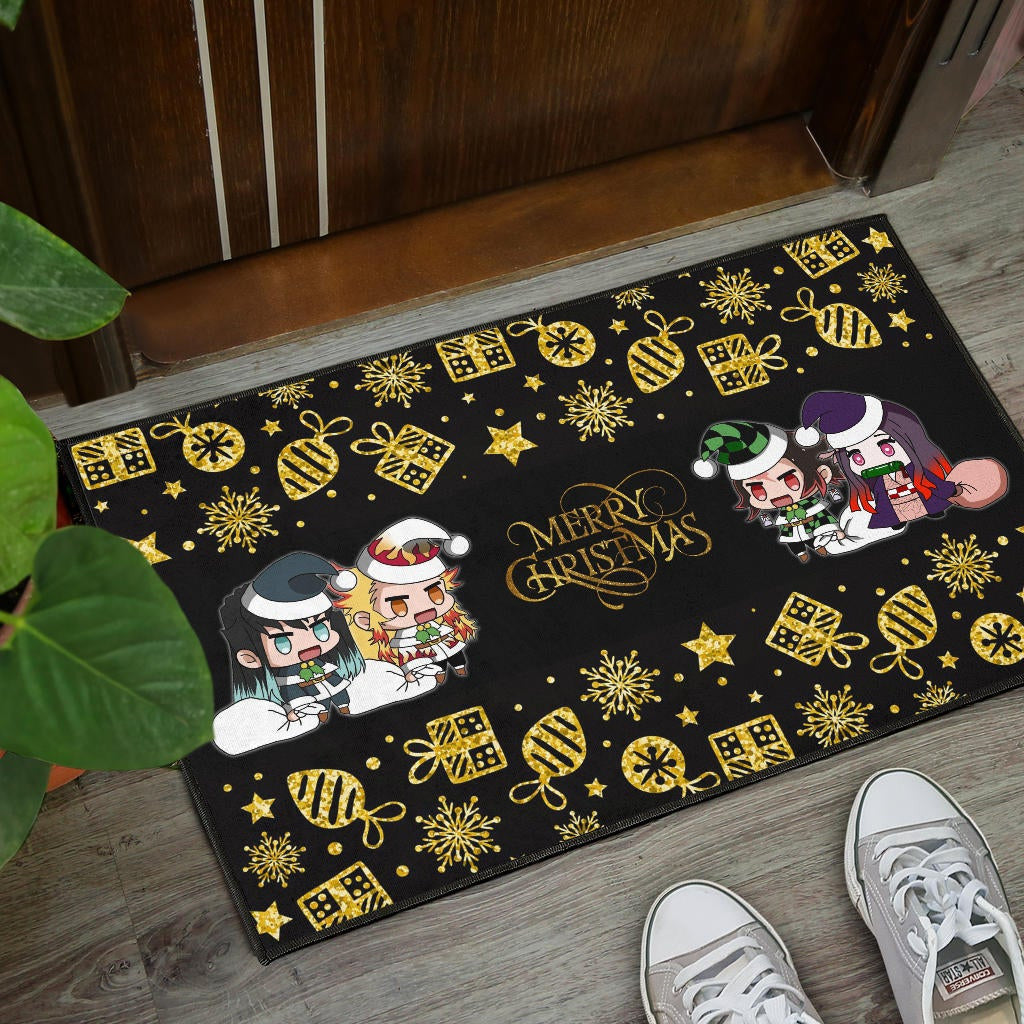 Demon Slayer Anime Door Mat - Tanjiro Nezuko Rengoku And Muichiro Xmas Gift Christmas Symbol Door Mat Home Decor
