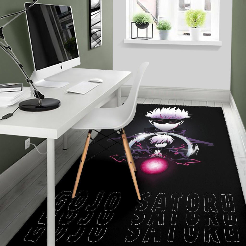 Jujutsu Kaisen Anime Area Rug Satoru Gojo Magic Ball Red Power Black Rugs Home Decor