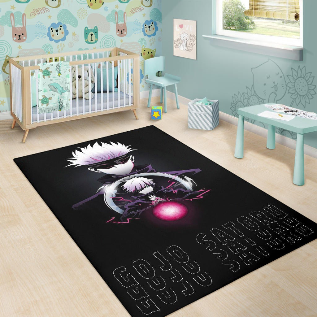 Jujutsu Kaisen Anime Area Rug Satoru Gojo Magic Ball Red Power Black Rugs Home Decor