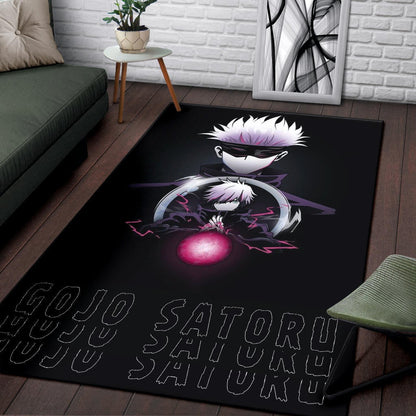 Jujutsu Kaisen Anime Area Rug Satoru Gojo Magic Ball Red Power Black Rugs Home Decor
