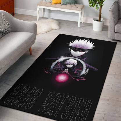Jujutsu Kaisen Anime Area Rug Satoru Gojo Magic Ball Red Power Black Rugs Home Decor