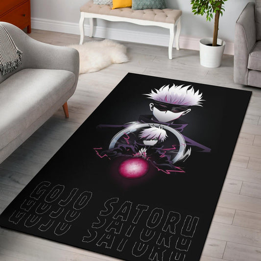Jujutsu Kaisen Anime Area Rug Satoru Gojo Magic Ball Red Power Black Rugs Home Decor