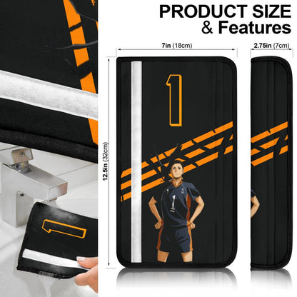 Haikyuu Anime Seat Belt Covers - Sawamura Daichi Pose Flying Crow To The Top Belt Covers