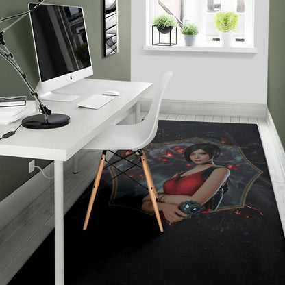 Resident Evil Game Area Rug - Pretty Ada Wong Red Dress Rugs Home Decor
