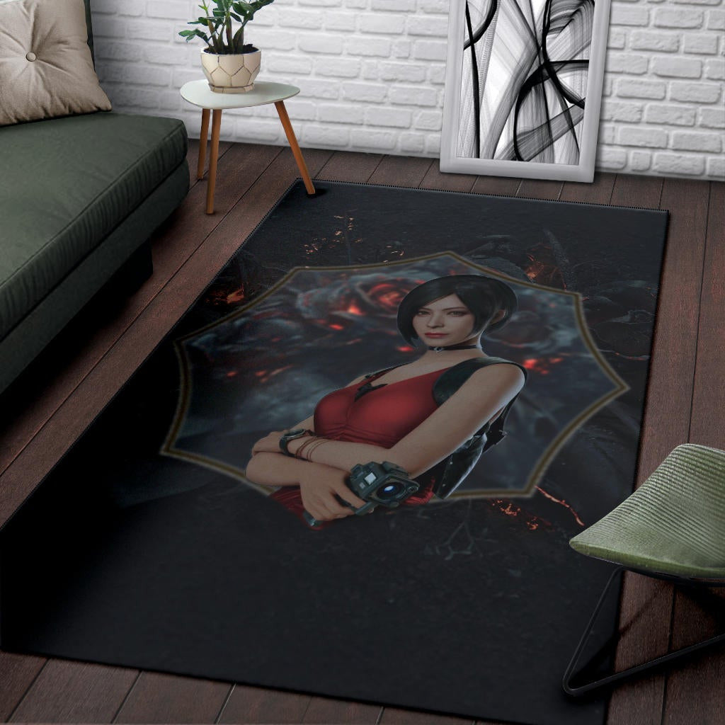 Resident Evil Game Area Rug - Pretty Ada Wong Red Dress Rugs Home Decor