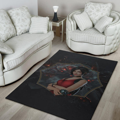 Resident Evil Game Area Rug - Pretty Ada Wong Red Dress Rugs Home Decor