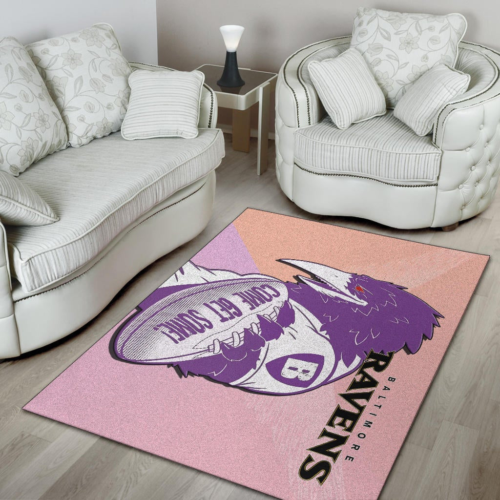 Baltimore Ravens American Football Team Area Rug Evil Purple Raven Silhouette Come Get Some Rugby Rugs Home Decor