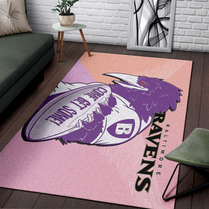 Baltimore Ravens American Football Team Area Rug Evil Purple Raven Silhouette Come Get Some Rugby Rugs Home Decor