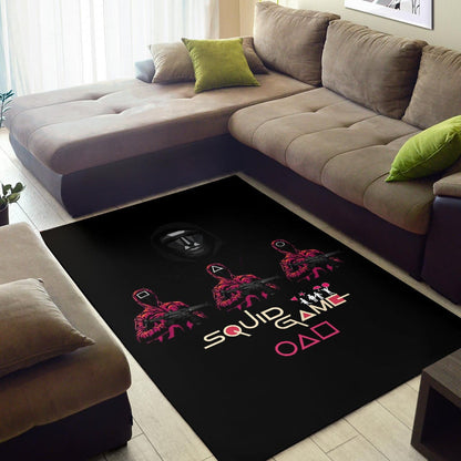 Squid Game Movie Area Rug - Squid Workers Black Metal Mask Boss Rugs Home Decor