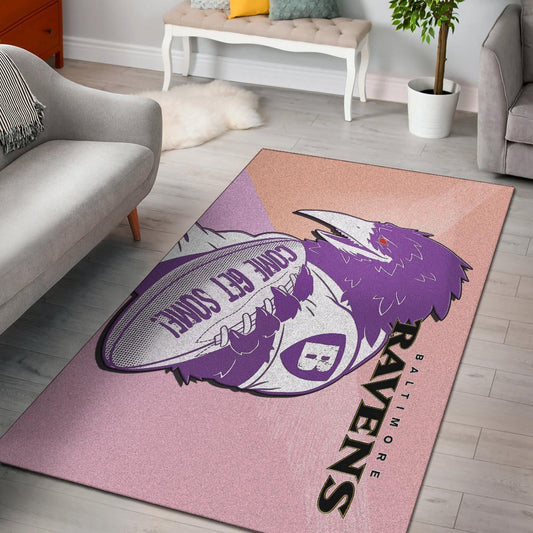 Baltimore Ravens American Football Team Area Rug Evil Purple Raven Silhouette Come Get Some Rugby Rugs Home Decor