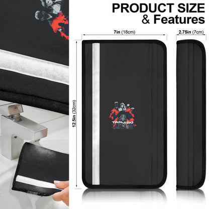 Demon Slayer Anime Seat Belt Covers - Tanjiro And Nezuko Kamado Power In Circle Belt Covers