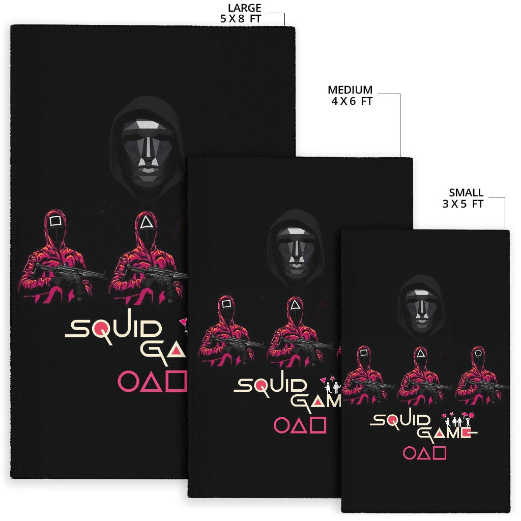 Squid Game Movie Area Rug - Squid Workers Black Metal Mask Boss Rugs Home Decor