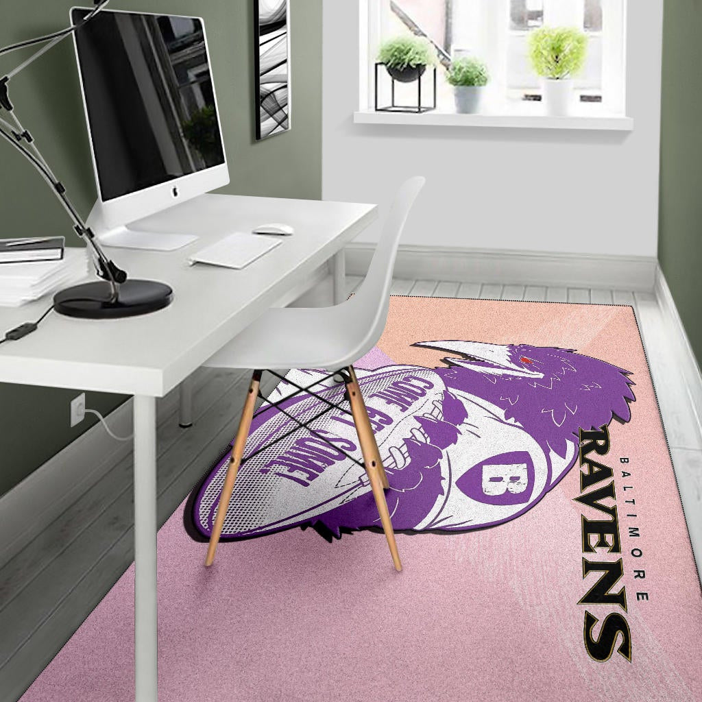 Baltimore Ravens American Football Team Area Rug Evil Purple Raven Silhouette Come Get Some Rugby Rugs Home Decor