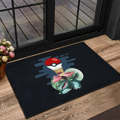 Pokemon Anime Door Mat Ice Cream Pokeball Melting Funny Venusaur Door Mat Home Decor