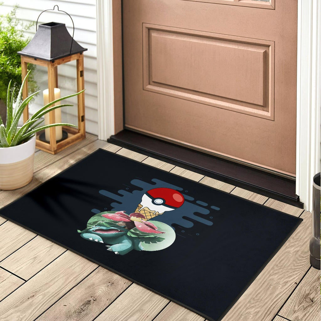 Pokemon Anime Door Mat Ice Cream Pokeball Melting Funny Venusaur Door Mat Home Decor