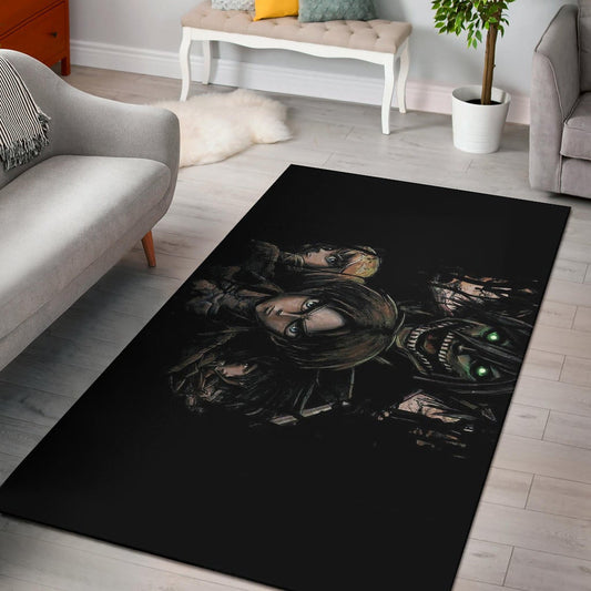 Attack On Titan Anime Area Rug - Evil Eren Titan Vs Human Battle Black Rugs Home Decor