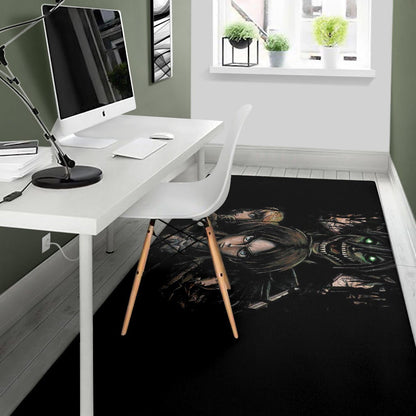 Attack On Titan Anime Area Rug - Evil Eren Titan Vs Human Battle Black Rugs Home Decor